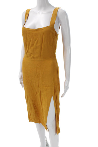 Reformation Women Sheath Tank Dress Yellow Square Neck Above Knee Size 4