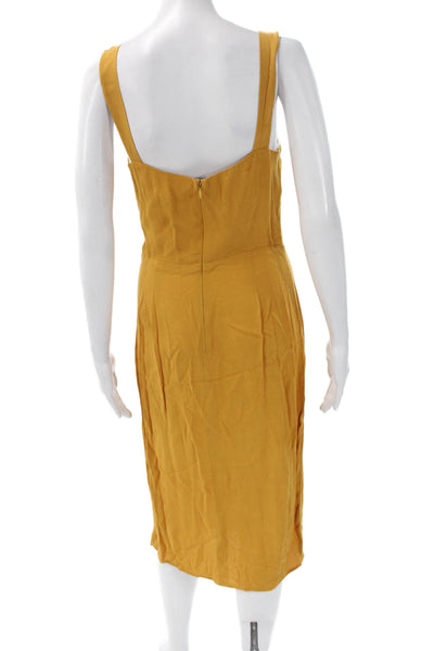 Reformation Women Sheath Tank Dress Yellow Square Neck Above Knee Size 4