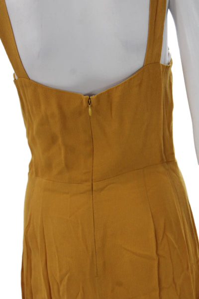 Reformation Women Sheath Tank Dress Yellow Square Neck Above Knee Size 4