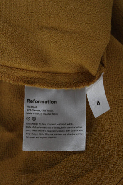 Reformation Women Sheath Tank Dress Yellow Square Neck Above Knee Size 4