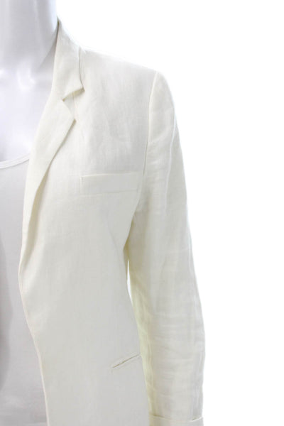 Joie Womens White Linen Collared Blazer Long Sleeve Size 6
