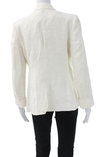 Joie Womens White Linen Collared Blazer Long Sleeve Size 6