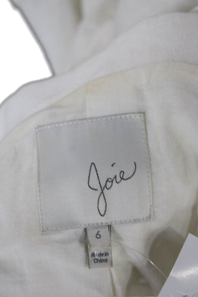 Joie Womens White Linen Collared Blazer Long Sleeve Size 6