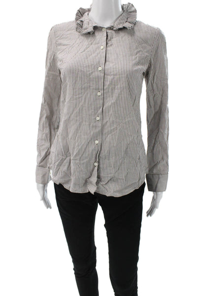 J Crew Womens Striped Cotton Collared Button Up Blouse Long Sleeve Size XS