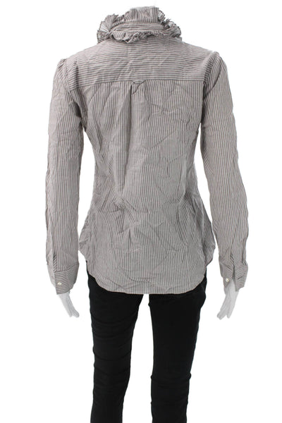 J Crew Womens Striped Cotton Collared Button Up Blouse Long Sleeve Size XS