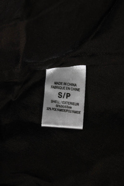 Theory Women Brown Silk Blend Collared Button Up Blouse Long Sleeve Size S