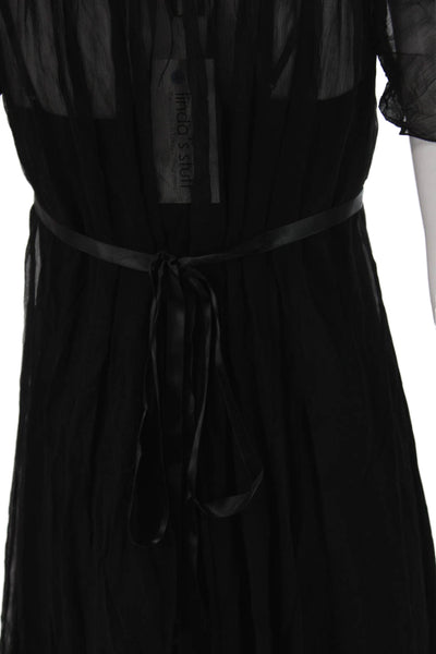 Antonio Melani Womens A-Line Silk Dress Black Square Neck Short Sleeve Size 2