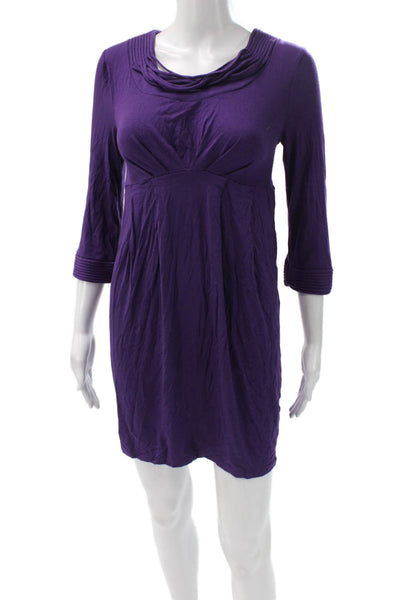 Ella Moss Women Shift Sweater Dress Purple 3/4 Sleeve Short Size S