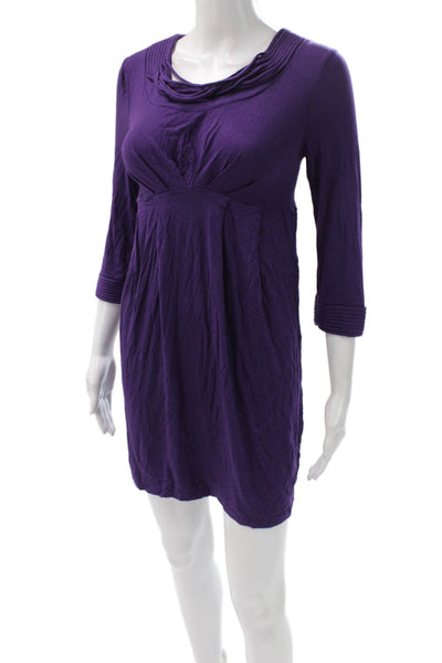 Ella Moss Women Shift Sweater Dress Purple 3/4 Sleeve Short Size S