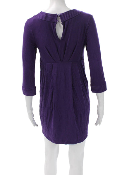 Ella Moss Women Shift Sweater Dress Purple 3/4 Sleeve Short Size S