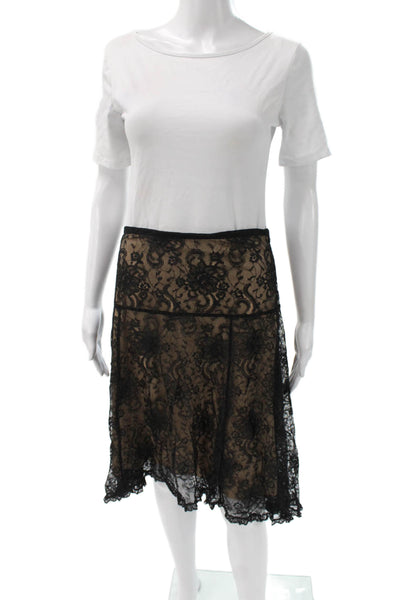 BCBGMAXAZRIA Womens Beige Floral A-Line Skirt Size 6