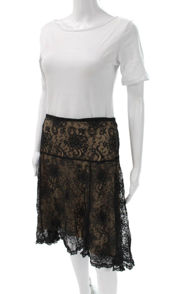 BCBGMAXAZRIA Womens Beige Floral A-Line Skirt Size 6