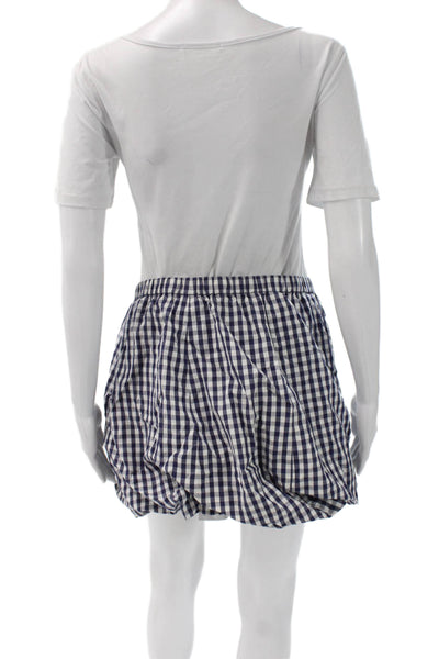 J Crew Women Blue Checked Cotton Blend Mini Skirt Size M