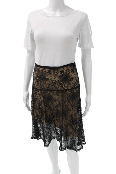 BCBGMAXAZRIA Womens A-Line Beige Floral Knee-Length Skirt Rayon Nylon Size 2