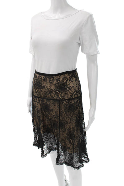 BCBGMAXAZRIA Womens A-Line Beige Floral Knee-Length Skirt Rayon Nylon Size 2
