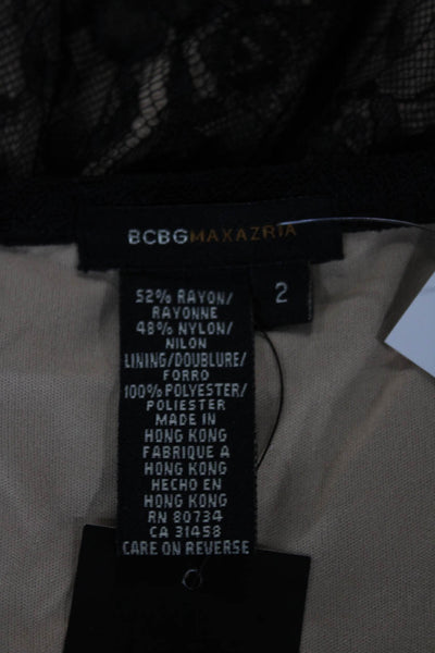 BCBGMAXAZRIA Womens A-Line Beige Floral Knee-Length Skirt Rayon Nylon Size 2