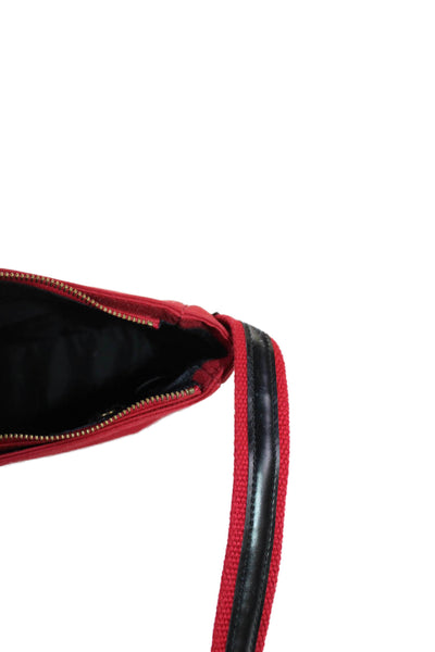 Lauren Ralph Lauren Womens Single Strap Zip Top Canvas Logo Shoulder Handbag Red