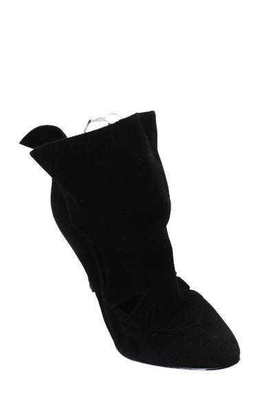 Belle Sigerson Morrison Womens Wedge Heel Ankle Strap Pumps Black Suede Size 7
