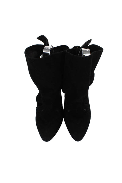 Belle Sigerson Morrison Womens Wedge Heel Ankle Strap Pumps Black Suede Size 7