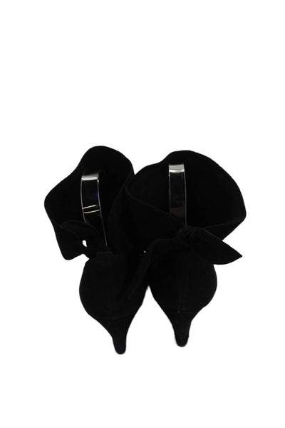 Belle Sigerson Morrison Womens Wedge Heel Ankle Strap Pumps Black Suede Size 7