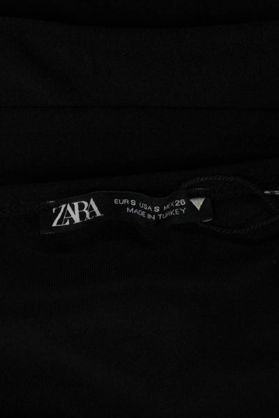 Zara Women Cropped Sleeveless Top Black Zip Size S