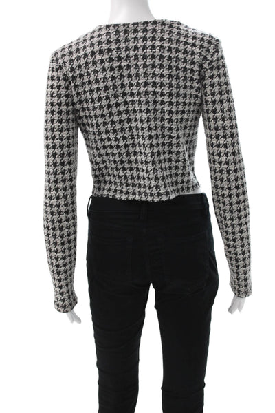 Zara Unisex Black Check Classic Coat Button Crew Neck Long Sleeve Size M
