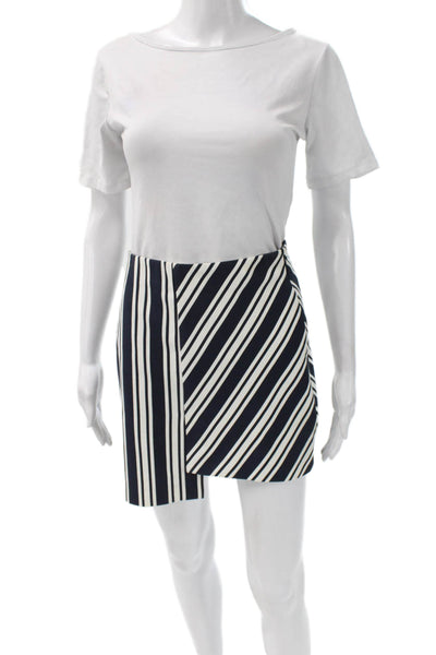 Zara Womens Mini Wrap Striped Dark Blue Skirt Size 2