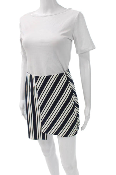Zara Womens Mini Wrap Striped Dark Blue Skirt Size 2