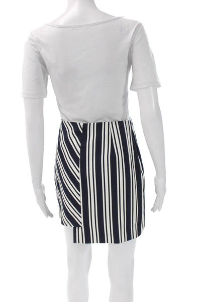 Zara Womens Mini Wrap Striped Dark Blue Skirt Size 2