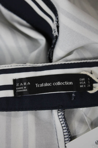 Zara Womens Mini Wrap Striped Dark Blue Skirt Size 2