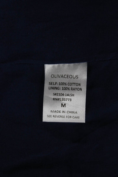 Olivaceous Women Flare Mini Skort Dark Blue Floral 100% Cotton Short Size M