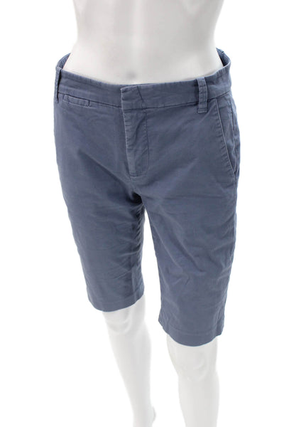Vince Unisex Bermuda Chino Shorts Blue Cotton Blend Button Size 2