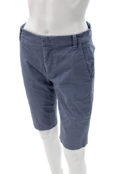 Vince Unisex Bermuda Chino Shorts Blue Cotton Blend Button Size 2
