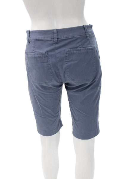 Vince Unisex Bermuda Chino Shorts Blue Cotton Blend Button Size 2