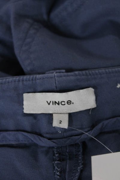 Vince Unisex Bermuda Chino Shorts Blue Cotton Blend Button Size 2