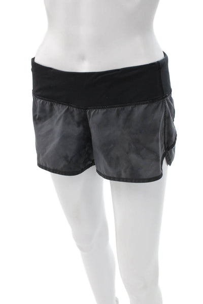 Lululemon Women Camouflage Black Nylon Zip Shorts Size 6
