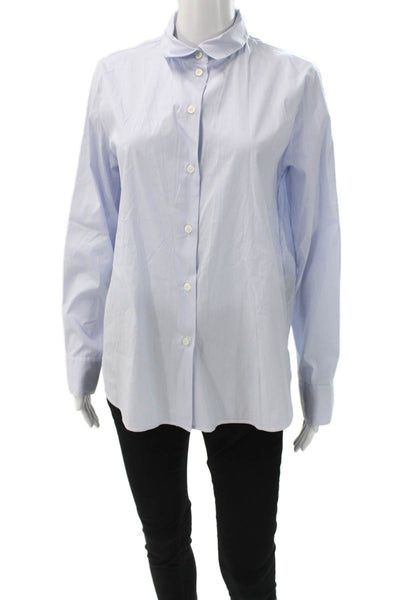 Massimo Dutti Women Striped Collared Long Sleeve Button-Up Top Size S