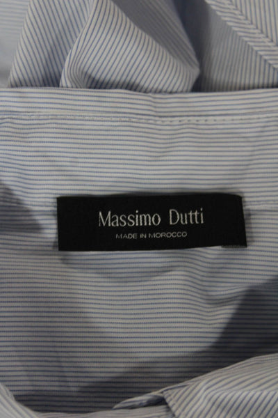 Massimo Dutti Women Striped Collared Long Sleeve Button-Up Top Size S