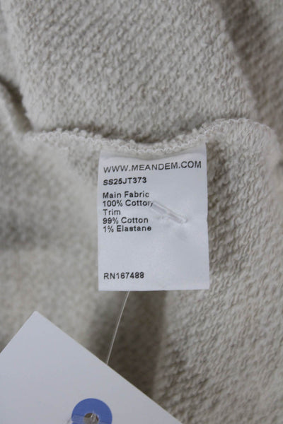 Me + Em Womens Beige Full Zip Sweatshirt Cotton Crew Neck Long Sleeve Size 4