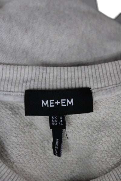 Me + Em Womens Beige Full Zip Sweatshirt Cotton Crew Neck Long Sleeve Size 4