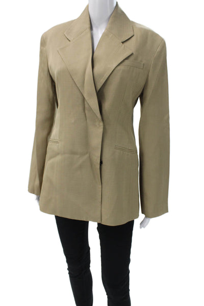 Zara Unisex Beige Collared Button Polyester Blend Blazer Long Sleeve Size S
