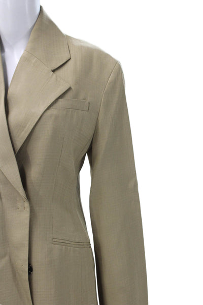 Zara Unisex Beige Collared Button Polyester Blend Blazer Long Sleeve Size S