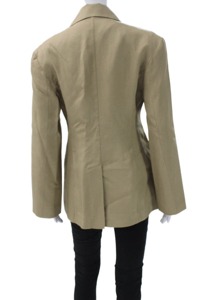 Zara Unisex Beige Collared Button Polyester Blend Blazer Long Sleeve Size S