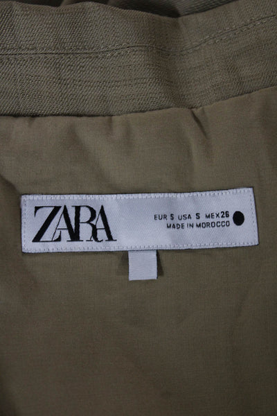 Zara Unisex Beige Collared Button Polyester Blend Blazer Long Sleeve Size S