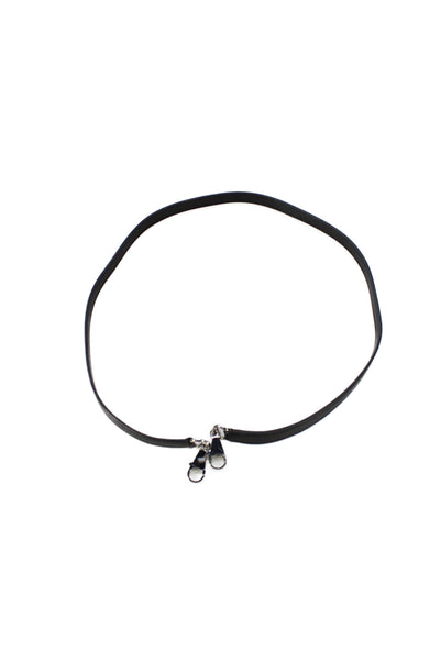 Hermes Womens Leather Silver Tone Shoulder Handbag Strap Black