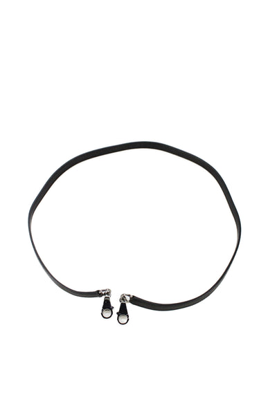 Hermes Womens Leather Silver Tone Shoulder Handbag Strap Black