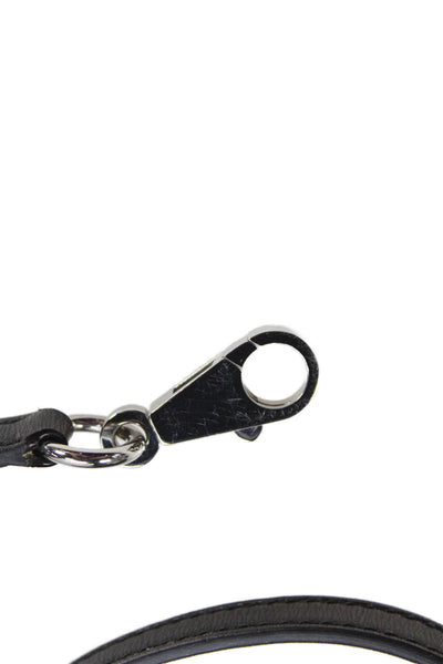 Hermes Womens Leather Silver Tone Shoulder Handbag Strap Black