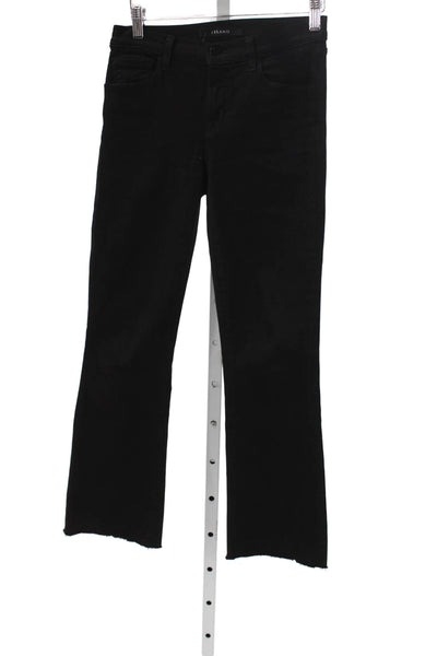J Brand Womens Cropped Straight Black Jeans Mid Rise Button Size 25