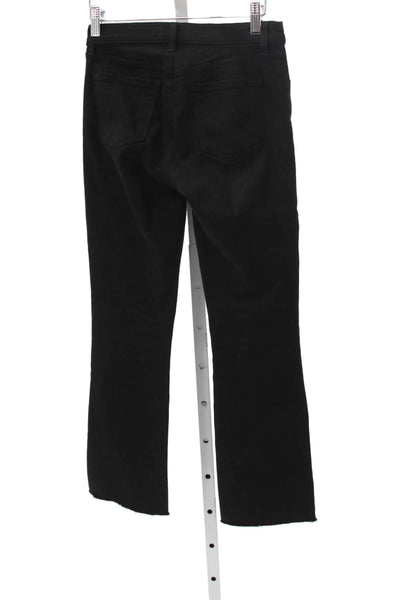 J Brand Womens Cropped Straight Black Jeans Mid Rise Button Size 25