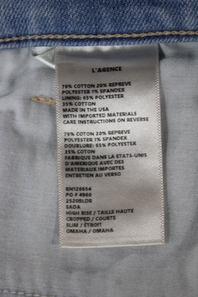 L Agence Women Cropped Skinny Jeans Light Blue High Rise Size 24